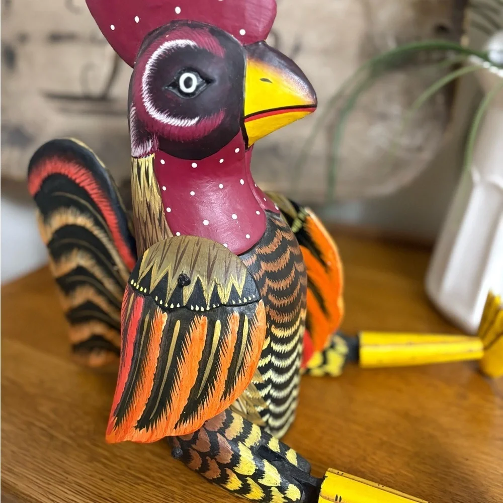Hand Painted Wooden Rooster